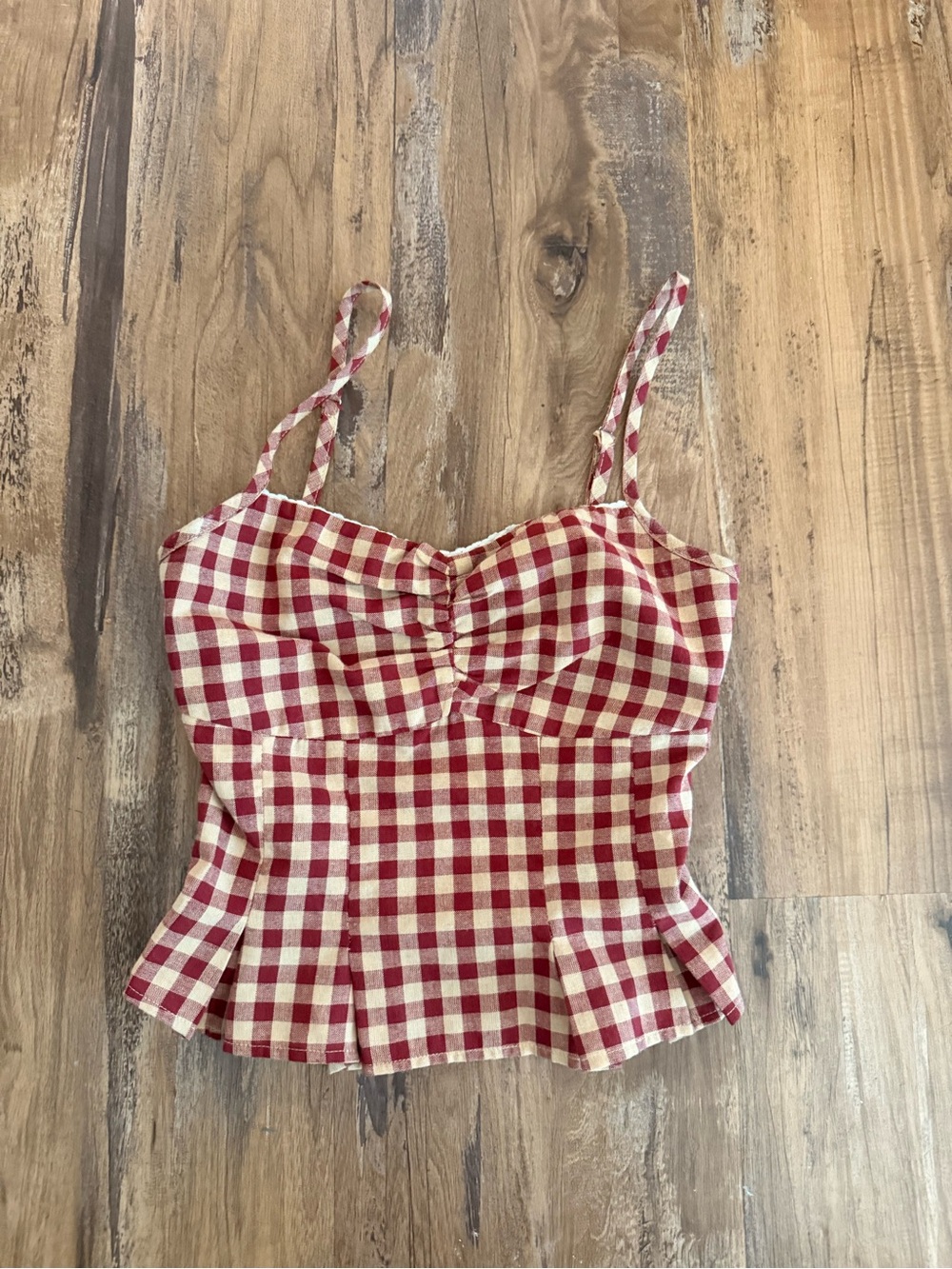 Cider Red and Cream Gingham Bustier Camisole